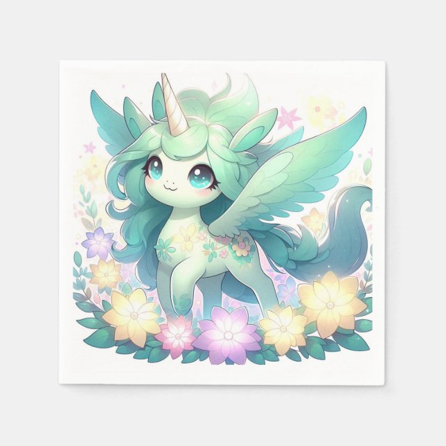 Dreamy Unicorn Baby Shower Pappersservett (Framsidan)