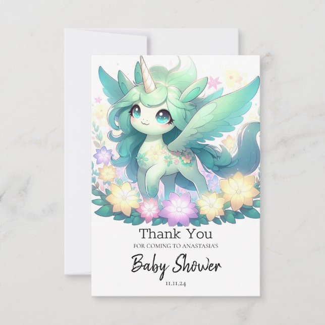 Dreamy Unicorn Baby Shower Tack Kort (Framsida)