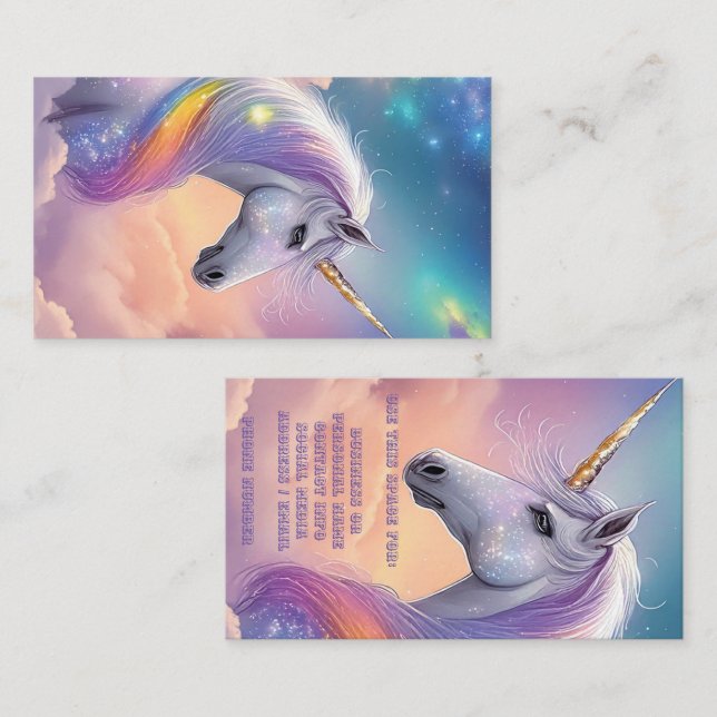 Dreamy Unicorn Glitter Pastel Galaxy Cosmic Clouds Visitkort (Fram/baksida)