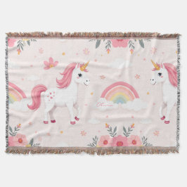 Dreamy Unicorns, Rainbows, Flowers, Cute Filt