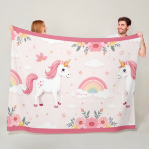 Dreamy Unicorns, Rainbows, Flowers, Cute Fleecefilt