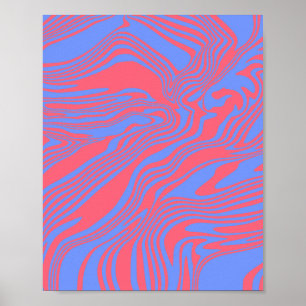 Dreamy Vågar - Abstrakt Flow in Blue & Coral Poster