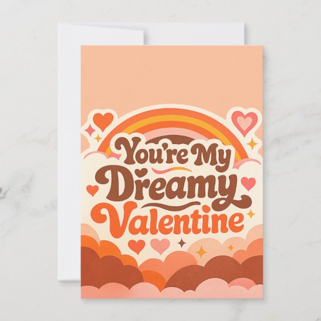 Dreamy Valentine’s Day Card Retro Love Rainbow Rom Tack Kort (Framsida)