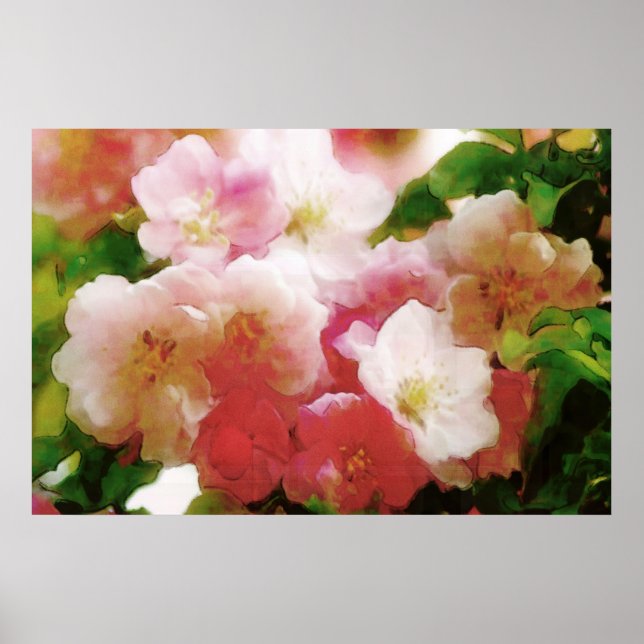 Dreamy Vår Blommar Vatten Färg Poster (Framsidan)