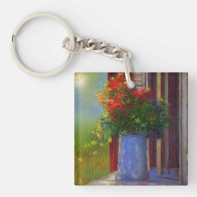 Dreamy Vas i Flowers Plastic Acrylic Keychain (Framsidan)