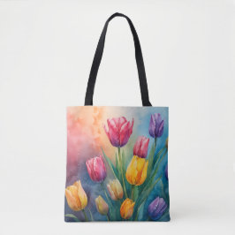 Dreamy vattenfärgstulips Tote Bag Tygkasse