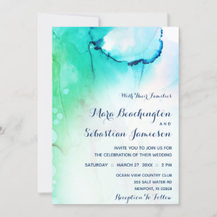 *~* Dreamy Watercolor Aqua Beach Trendig Modern Inbjudningar