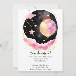 Dreamy Watercolor Baby Shower: Måne & Stars Inbjudningar