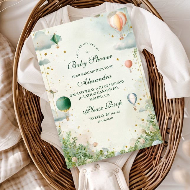 Dreamy Watercolor Balloon Baby Shower Inbjudningar (Skapare uppladdad)