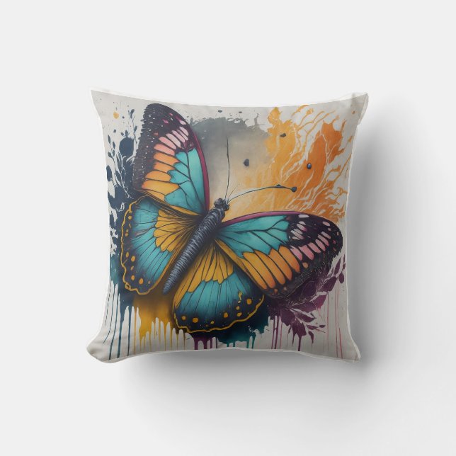 Dreamy Watercolor Butterfly Pillow Design Kudde (Framsida)