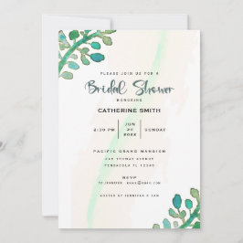 Dreamy Watercolor Greenery Möhippa Inbjudningar