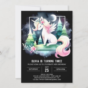 Dreamy Watercolor Horse Birthday Inbjudningar