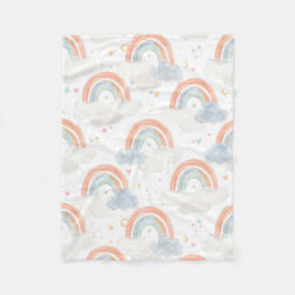Dreamy Watercolor Pastel Nursery Blanket | Rainbow Fleecefilt