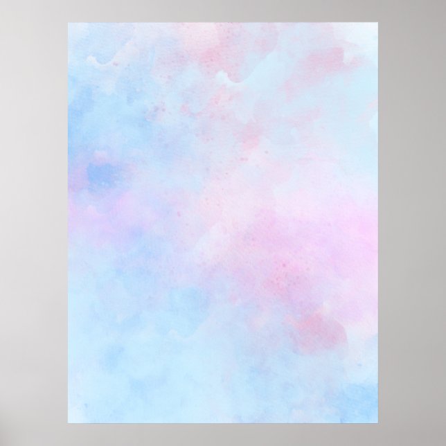 Dreamy Watercolor Rosa Blue Poster (Framsidan)