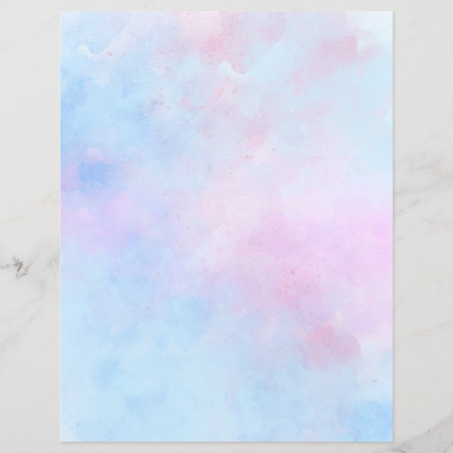 Dreamy Watercolor Rosa Blue Scrapbook Papper (Framsida)