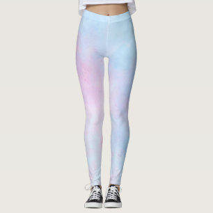Dreamy Watercolor Rosa Blue Turcos Leggings