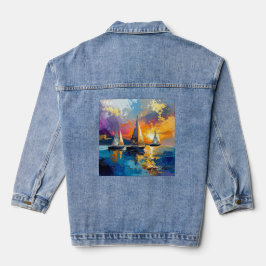 Dreamy Watercolor Sailships Denim Jacka