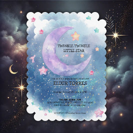 Dreamy Watercolor Twinkle Little Star Baby Shower Inbjudningar