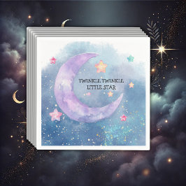 Dreamy Watercolor Twinkle Little Star Baby Shower Pappersservett