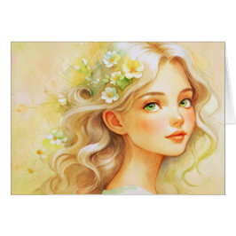 Dreamy watercolour  portrait  hälsningskort