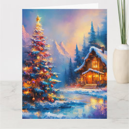 Dreamy Whimsical Mountain jul Cabin Kort