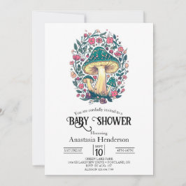 Dreamy Whimsical Mushroom Baby Shower Inbjudningar