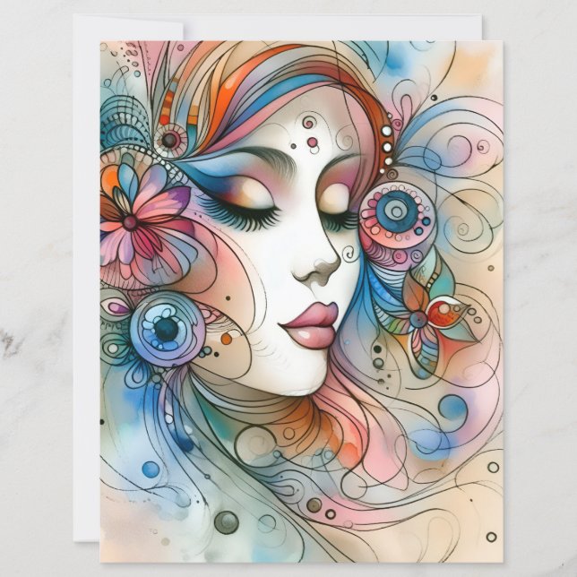 Dreamy Whimsical Woman Scrapbook Paper (Framsida)