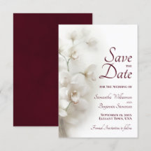 Dreamy White Orchids Burgundy Text Bröllop