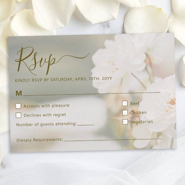 Dreamy White Roses Background Photo Wedding OSA Kort (Skapare uppladdad)