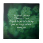 Dreamy Wild Roses Floral Personalized Wedding  Kakelplatta<br><div class="desc">Soft and dreamy wild white rambling rose flowers with a dark green overlay personalized wedding gift ceramic tile or trivet. Replace your text in the template, or be sure to delete for no text. Click on Customize to change font size, style, and color, and to add text. This image is...</div>