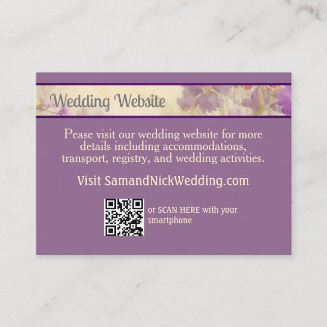 Dreamy WildblomRomantic Elegant bröllop Tilläggskort (Framsida)