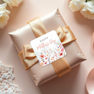 Dreamy Wildflower Happy Mothers Day Garden Floral Fyrkantigt Klistermärke