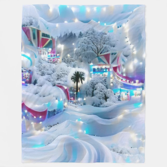 Dreamy Winter Wonderland Ljus Fleecefilt (Framsidan)