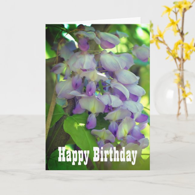 Dreamy Wisteria Flower Birthday Card Kort (Gul blomma)