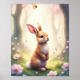 Dreamy Woodland Bunny Nursery Baby&Kids Poster