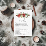 Dreamy Woodland Evergreen Winter Wedding Meny<br><div class="desc">Fira vintern bröllopet med den här vackert designade menyn som innehåller känsliga blommigtar av gräs och skarpsill. Den lush grey, som är parad med vattenfärgsskum och röda bär, ger en fin men rustik beröring till firande. Perfekt för dem som söker ett förtjusande skogsområde eller ett vintratidstema, kompletterar denna menyutformning helt...</div>