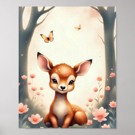 Dreamy Woodland Hjort Nursery Baby & Kids Poster