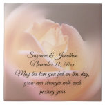 Dreamy Yellow Rose Flower Personalized Wedding Kakelplatta<br><div class="desc">Soft and dreamy yellow rose flower with pink highlights personalized wedding gift ceramic tile or trivet. Replace your text in the template or be sure to delete for no text. Click on Customize to change font size, style, and color, and to add text. This image is available on many products...</div>