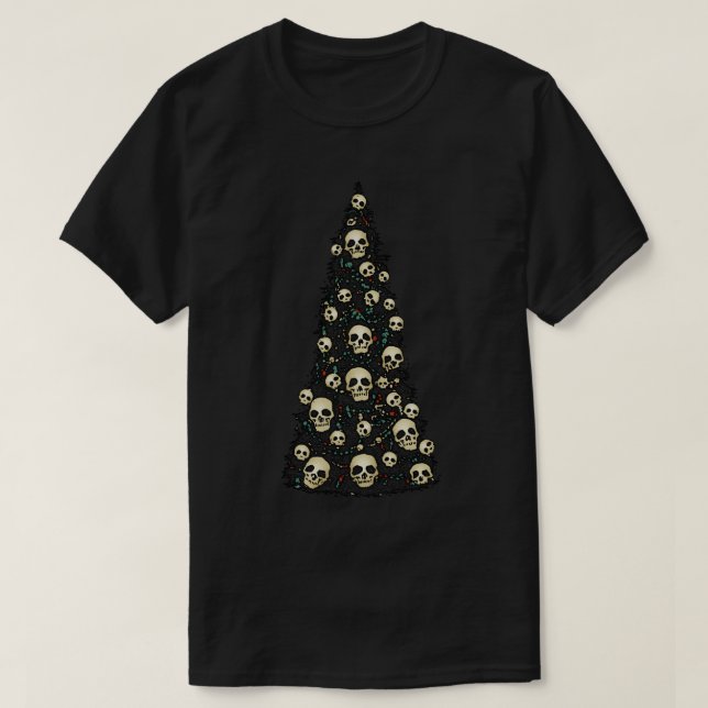 Dreary Christmas Tree With Skulls T-Shirt (Design framsida)
