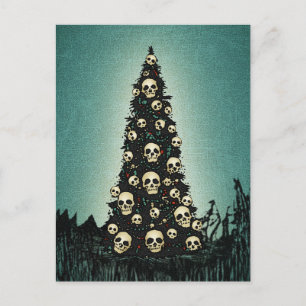 Dreary Christmas Tree With Skulls Vykort