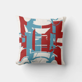 DRed Bright Blue Geometric Shapes Concave Motif Kudde