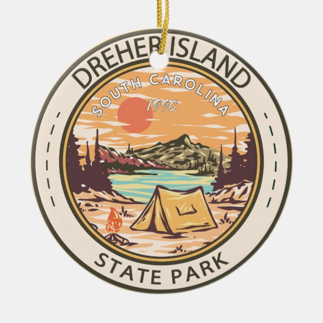 Dreher Island State Park South Carolina Badge Julgransprydnad Keramik (Framsidan)