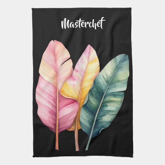 Drei Bananen Blätter in Pastellfarben  Kökshandduk (Vertikal)