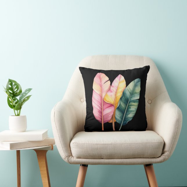 Drei Bananen Blätter in Pastellfarben  Kudde (Stol)