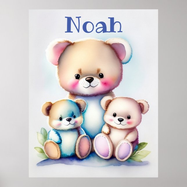 drei Bären - Aquarell für Kinder Poster (Framsidan)