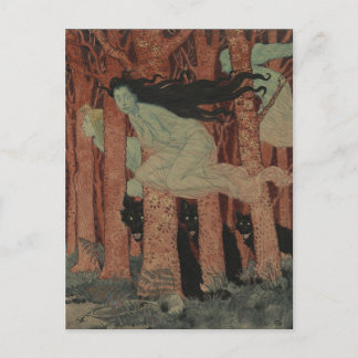 Drei Frauen und drei Wölfe Eugène Grasset Vykort