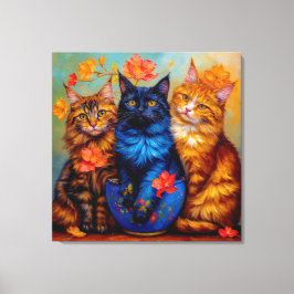 Drei Maine-Coon-Gefährten Portrait Canvastryck