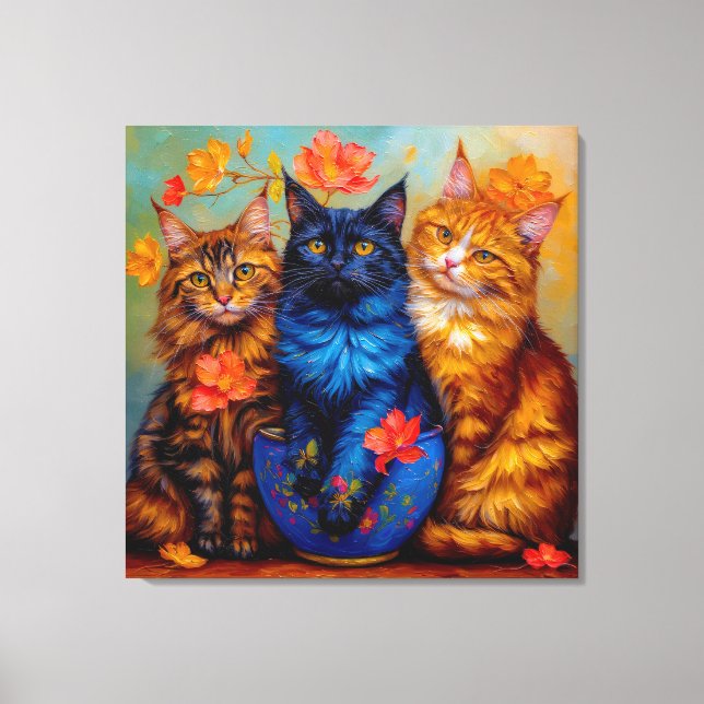 Drei Maine-Coon-Gefährten Portrait Canvastryck (Framsida)