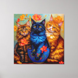 Drei Maine-Coon-Gefährten Portrait Canvastryck