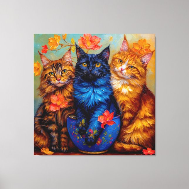 Drei Maine-Coon-Gefährten Portrait Canvastryck (Framsida)